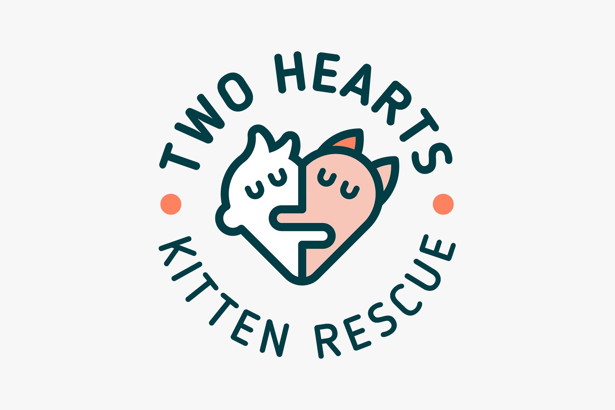 Logo of Two Hearts Kitten Rescue featuring a heart-shaped design with two kittens.